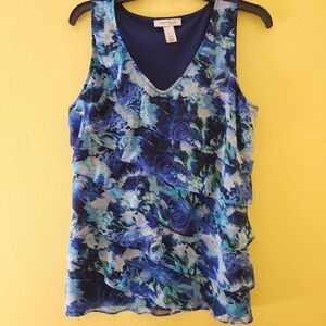 White House Black Market tiered ruffle sleeveless blouse